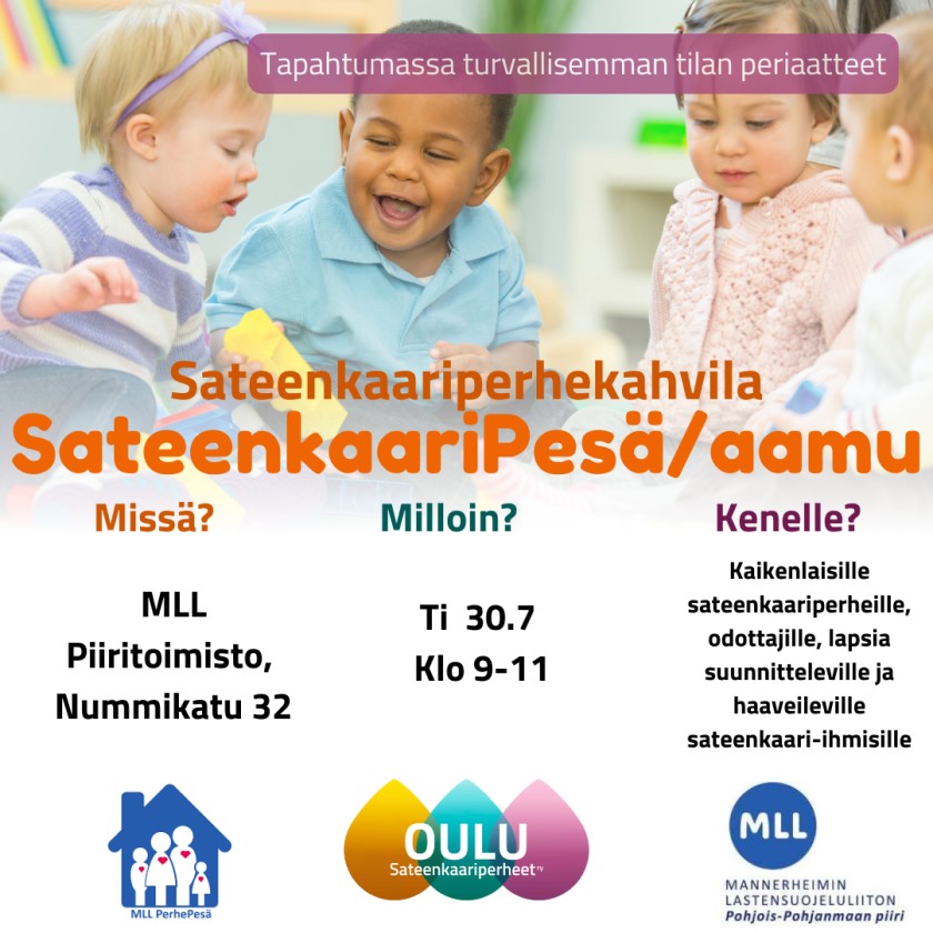 Sateenkaariperhekahvila SateenkaariPesä tiistaina 30.7. 9-11